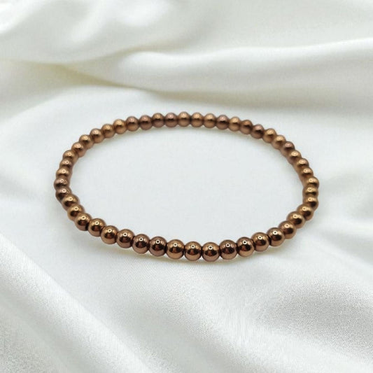 Kugel Armband 4mm Hämatit Rotgold farben beschichtet elastisch