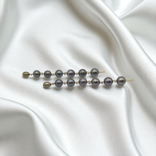 Tahitiperlen Ohrringe mit Süßwasserperlen in 925 Sterling Silber vergoldet