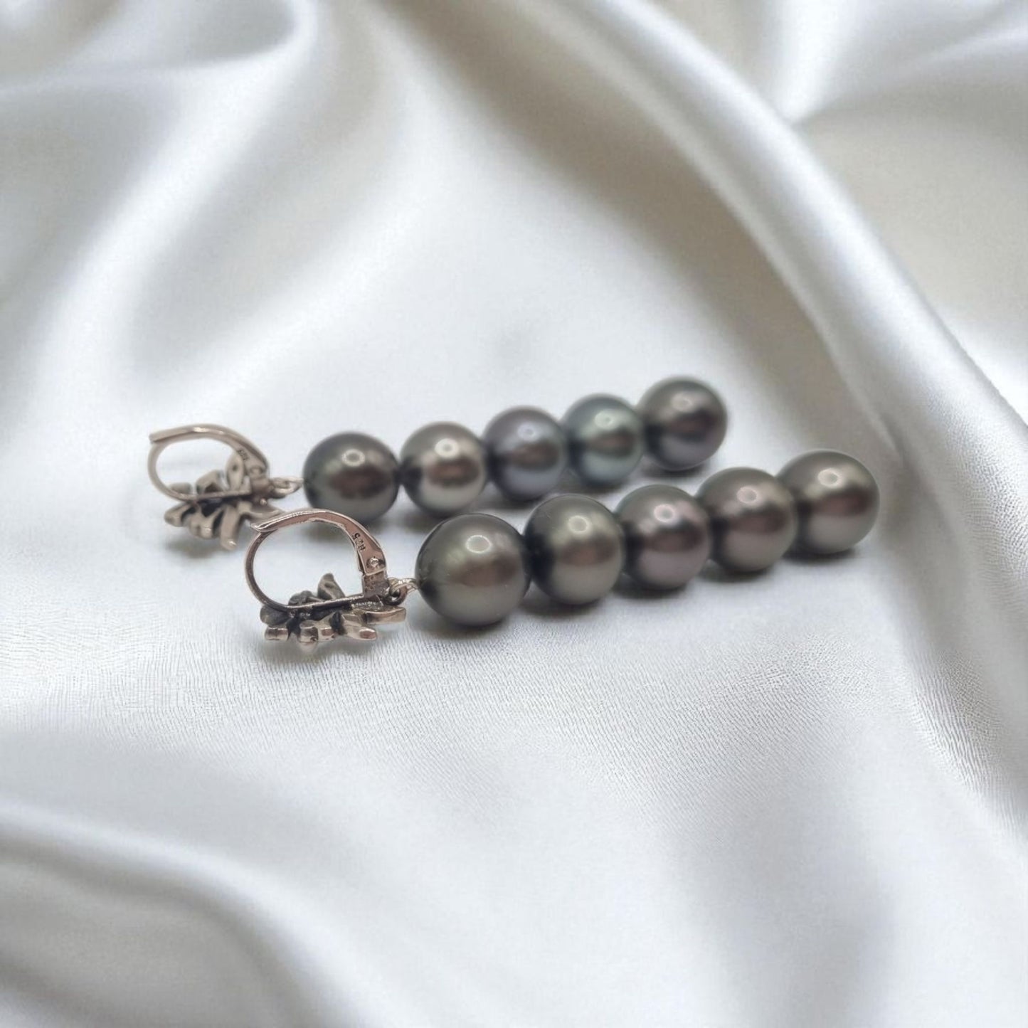 Echte Tahitiperlen Ohrringe mit echtem Markasit in 925 Sterling Silber