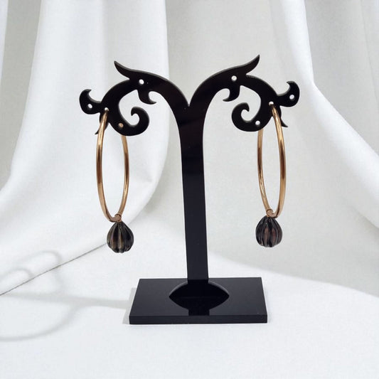 Creolen schwarze Perlmutt - Tropfen in 925 Sterling Silber rotvergoldet