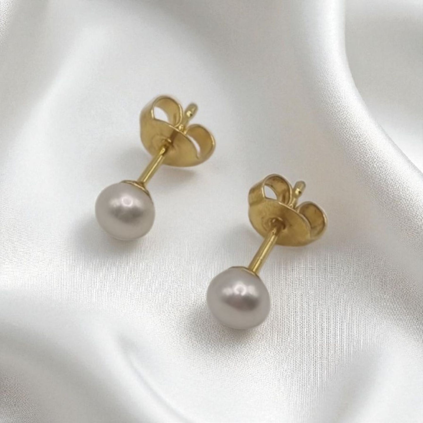 Mini Ohrstecker echte Süßwasserperlen Boutons in 925 Sterling Silber vergoldet