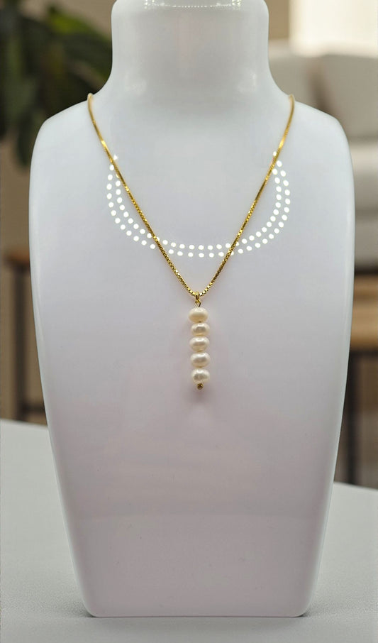 Halskette Venezianerkette 925 Sterling Silber vergoldet mit echtem Süßwasserperlen Anhänger