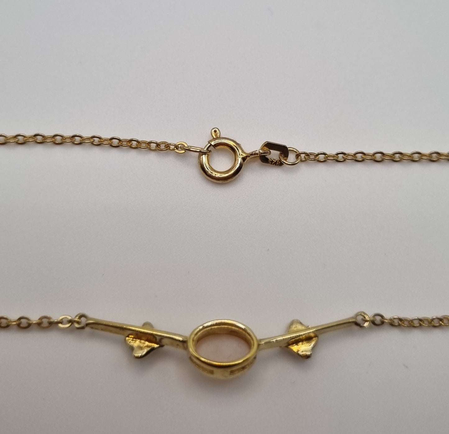 Necklace oval moonstone and seed pearls in 925 Sterling silver gold-plated