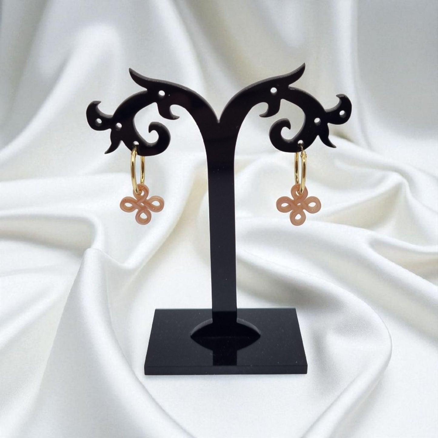 Creolen Perlmutt Ornament Ohrringe in 925 Sterling Silber vergoldet
