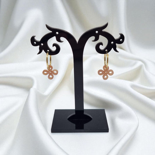 Creolen Perlmutt Ornament Ohrringe in 925 Sterling Silber vergoldet