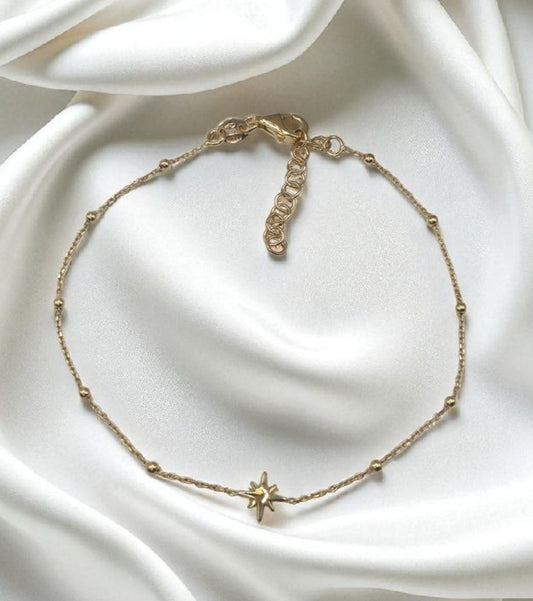 Armband Stern mit Kugeln in 925 Sterling Silber vergoldet