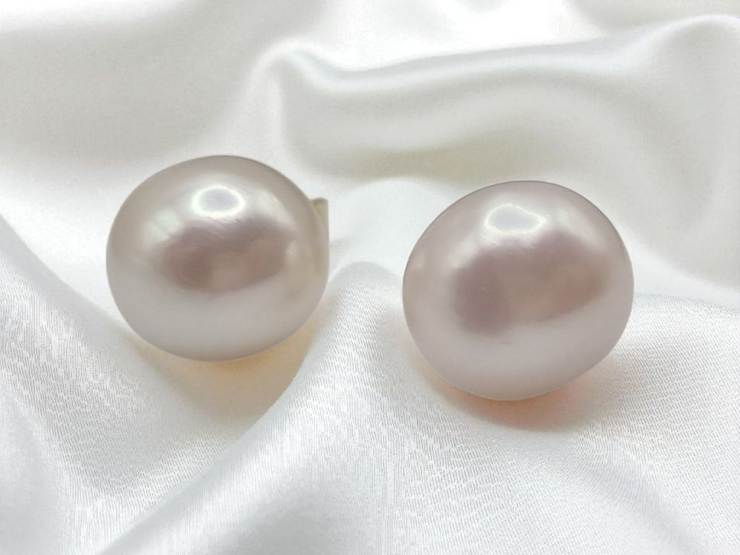 Süßwasserperlen Ohrstecker Ohrringe Boutons weiß in 925 Sterling Silber vergoldet