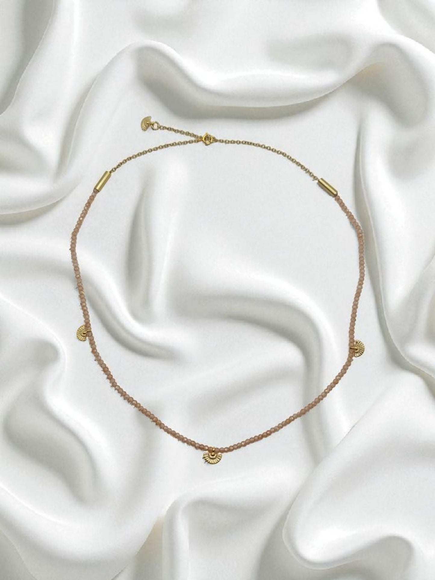 Halskette Collier Cubic Zirkonia Kugeln facettiert funkelnd glitzernd in 925 Sterling Silber vergoldet 42-45cm