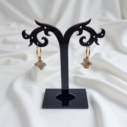 Creolen mit Rauchquarz außergewöhnlich geschliffen in 925 Sterling Silber vergoldet