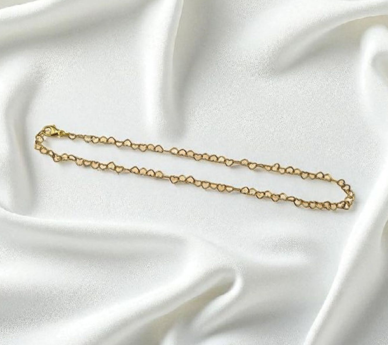 Anklet anklet hearts heart link chain in 925 Sterling silver gold-plated