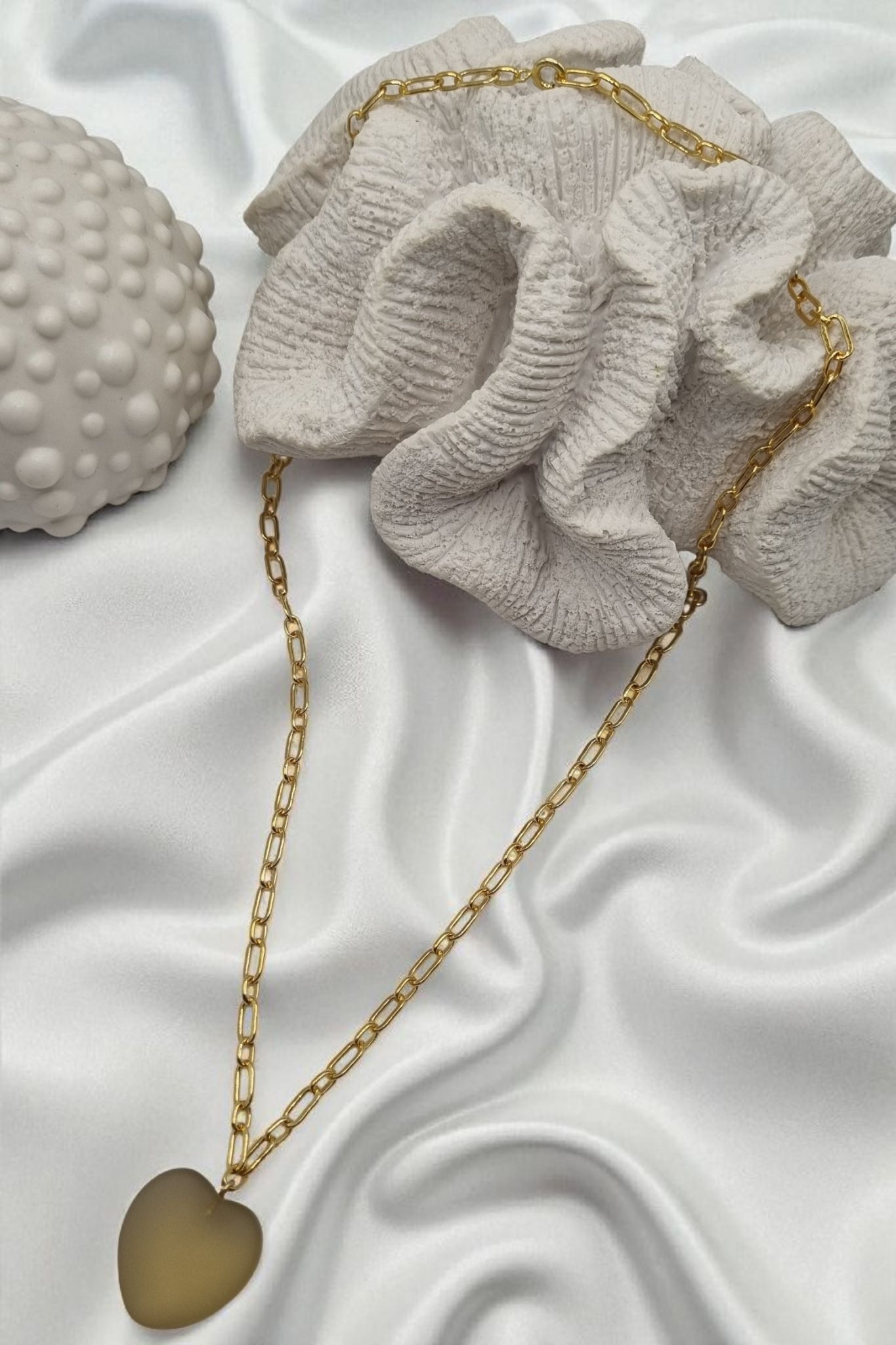 Necklace heart made of genuine lemon citrine with square chain in 925 sterling silver gold-plated