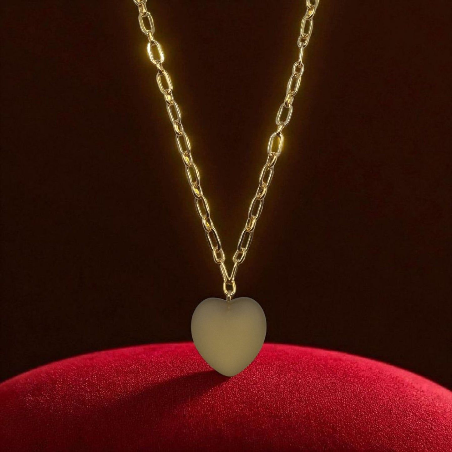 Necklace heart made of genuine lemon citrine with square chain in 925 sterling silver gold-plated