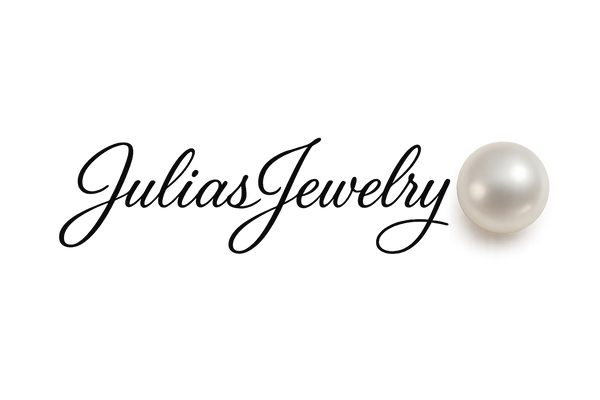JuliasJewelry black cursive writing with a pearl beside no backgound