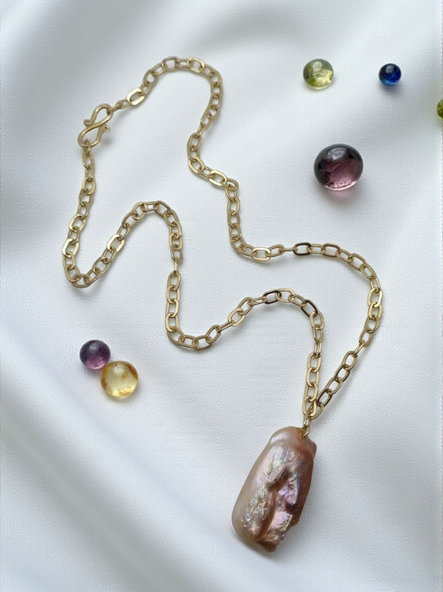Halskette Süßwasserperle Barock Farbverlauf rosa lila in 925 Sterling Silber vergoldet