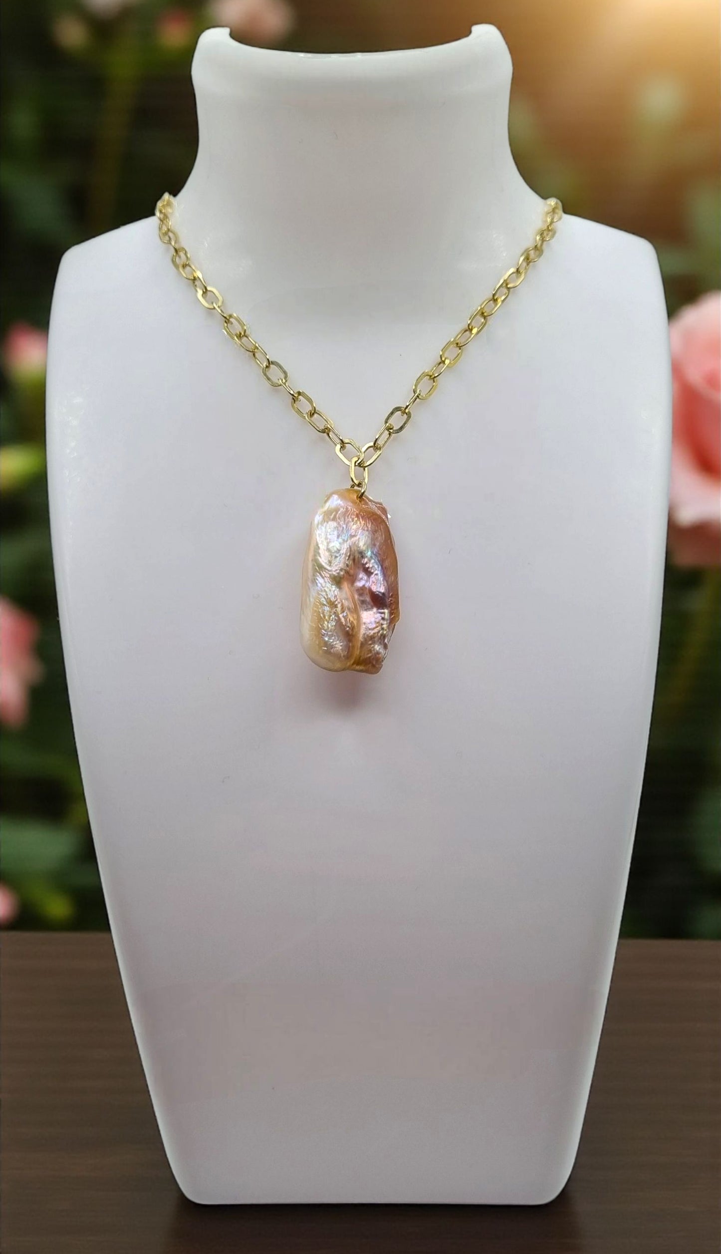 Halskette Süßwasserperle Barock Farbverlauf rosa lila in 925 Sterling Silber vergoldet