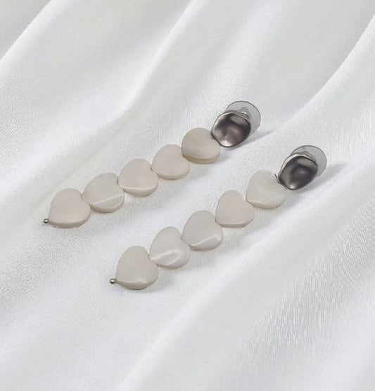 Herzohrringe Ohrstecker Perlmutt versilbert und 925 Sterling Silber