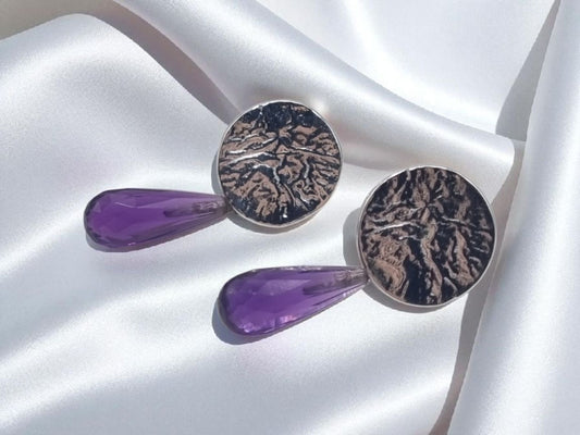 Amethyst Briolette Briolet Drop Pomegranate Earrings made of 925 Sterling Silver