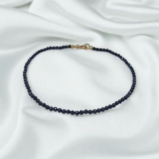 Armband schwarzer Spinell facettiert in 925 Sterling Silber vergoldet