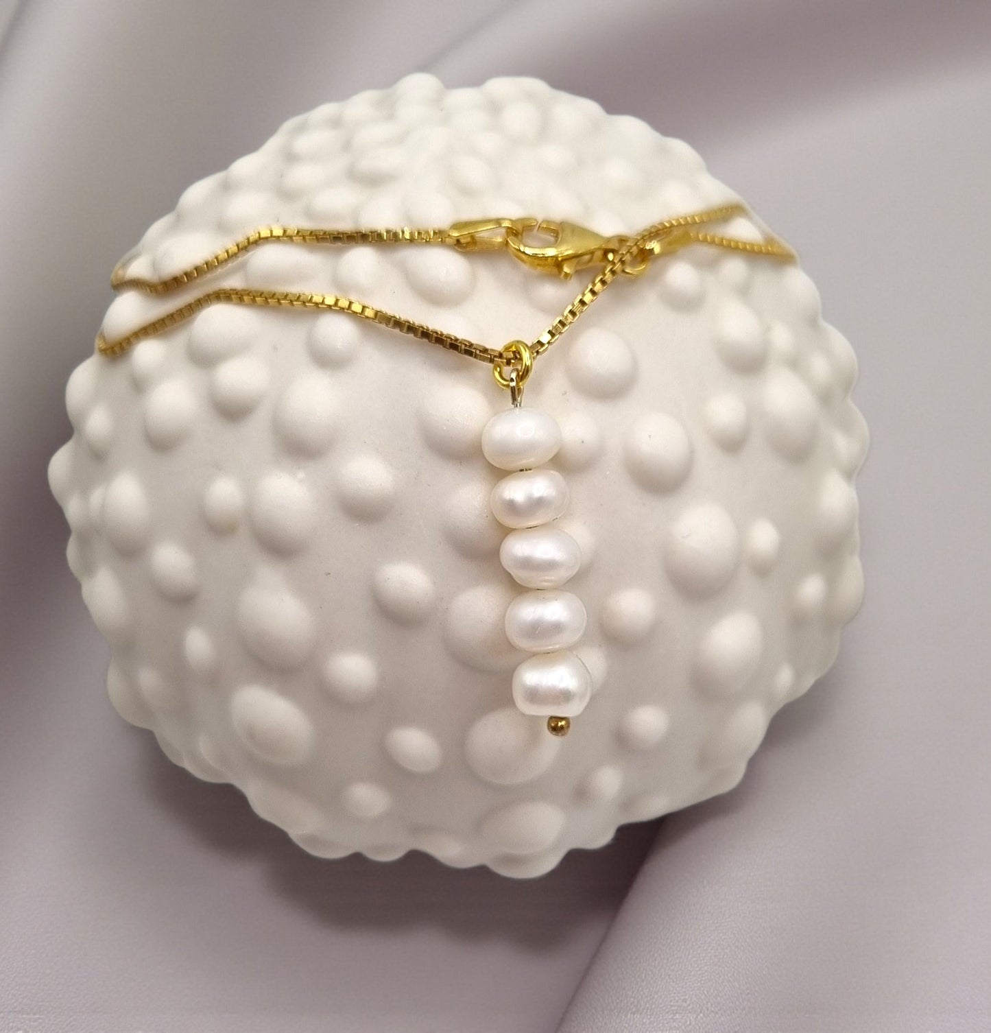 Halskette Venezianerkette 925 Sterling Silber vergoldet mit echtem Süßwasserperlen Anhänger