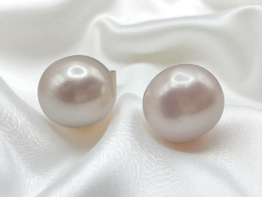 Süßwasserperlen Ohrstecker Ohrringe Boutons weiß in 925 Sterling Silber vergoldet