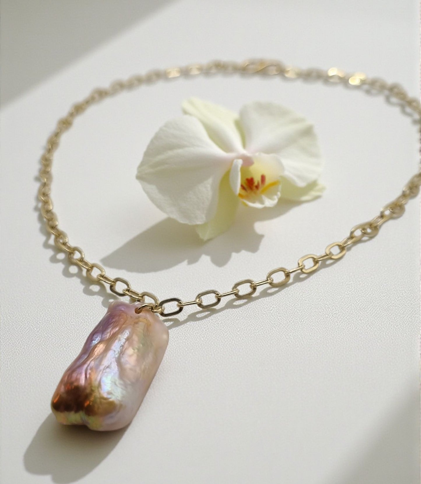 Halskette Süßwasserperle Barock Farbverlauf rosa lila in 925 Sterling Silber vergoldet