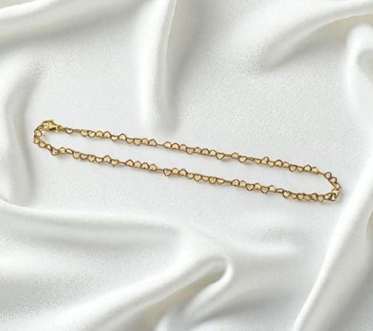Fußkettchen Fußkette Herzen Herzchen Gliederkette in 925 Sterling Silber vergoldet