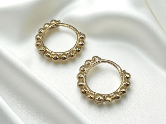 Creolen Kugel Kügelchen 12mm in 925 Sterling Silber gelbvergoldet