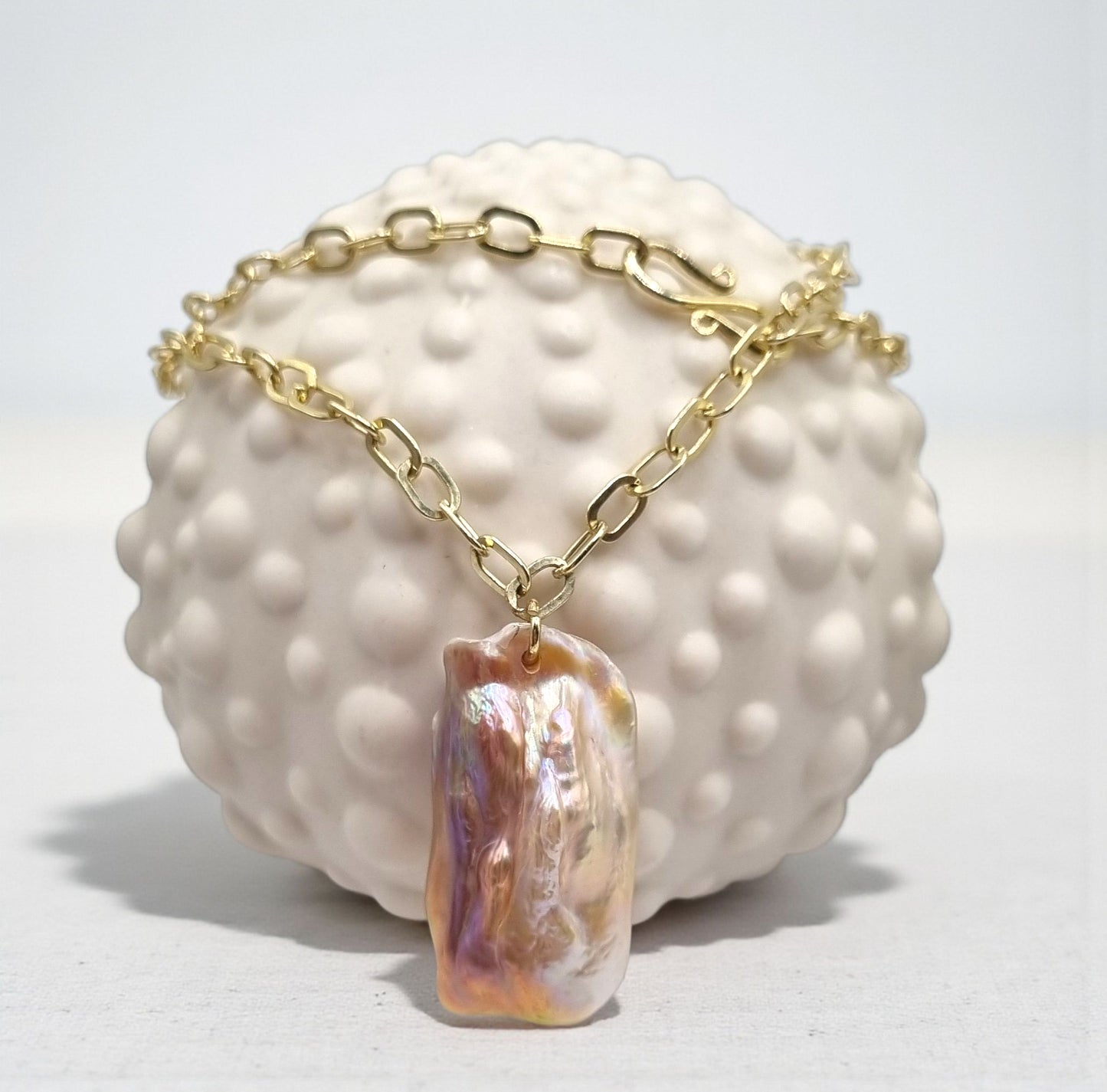 Halskette Süßwasserperle Barock Farbverlauf rosa lila in 925 Sterling Silber vergoldet