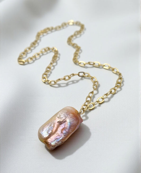 Halskette Süßwasserperle Barock Farbverlauf rosa lila in 925 Sterling Silber vergoldet