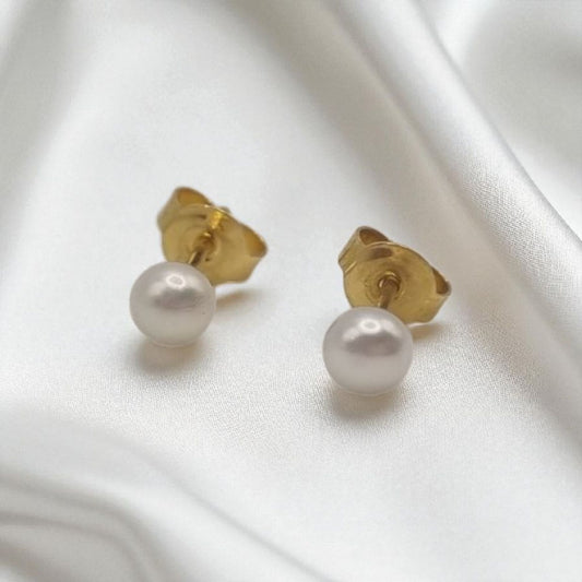 Mini Ohrstecker echte Süßwasserperlen Boutons in 925 Sterling Silber vergoldet