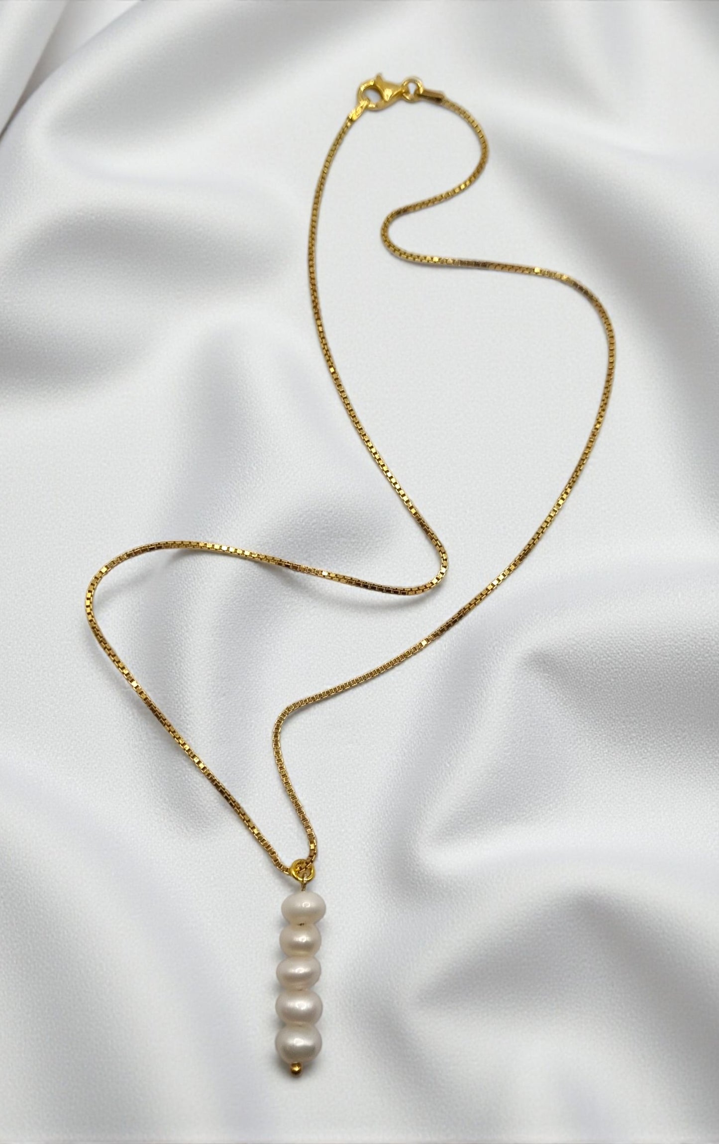 Halskette Venezianerkette 925 Sterling Silber vergoldet mit echtem Süßwasserperlen Anhänger