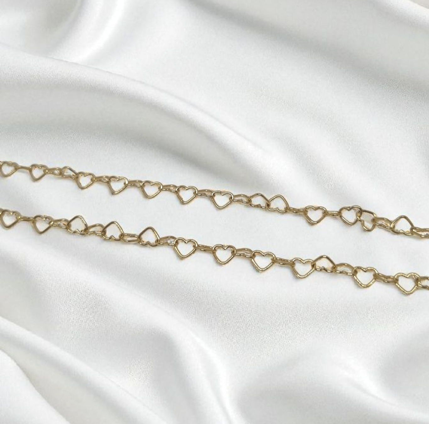 Anklet anklet hearts heart link chain in 925 Sterling silver gold-plated